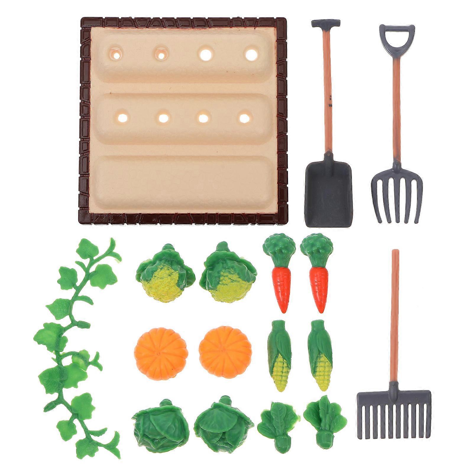 Farm Tool Model for Decor 1Set Mini Vegetable Field Scene Model