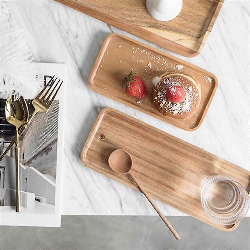 Serving Tray, Rectangular Solid Wood Flat Bottom Plate, Fruit Plate, Saucer, Tea Tray, Dessert Plat