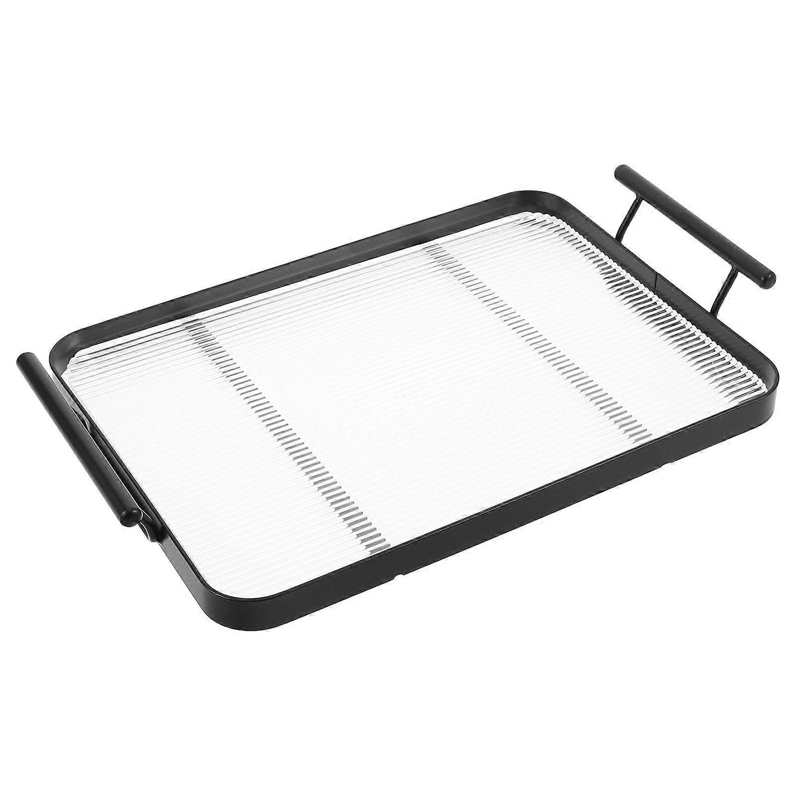 Multi Acrylic Rectangle Tea Serving Tray for Storage with Handles