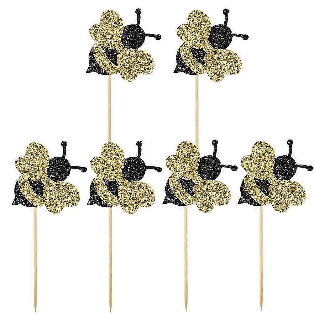 Bee-Shaped Dessert Toppers for Party Decor 12pc