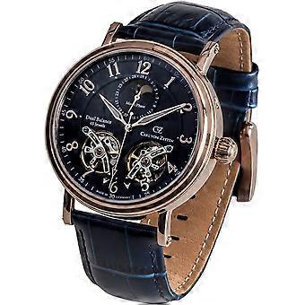 Carl Von Zeyten Blå Äkta Läder Eller Läderimitation Murg Moonphase Automatic CVZ0054RBLS Herrklocka