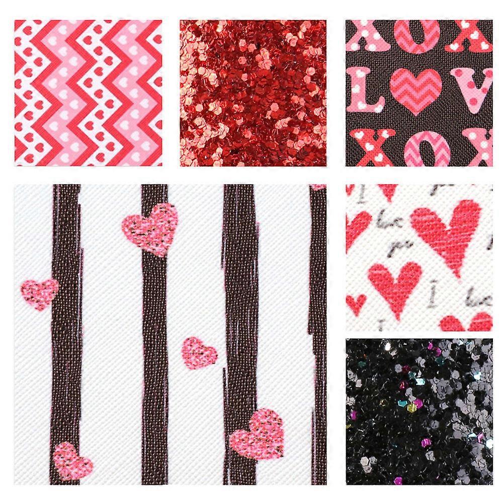 Love Heart PU Sheets for DIY Craft Projects 6Pcs Assorted