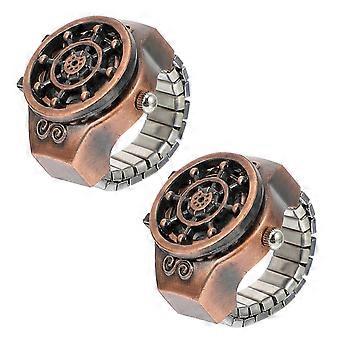 2 st vintage fingerringklockor elegant fingerklocka med öppningsbart lock fingerklocka kaffefärgad