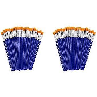 200 Pcs Flat Paint Brushes,Small Brush Bulk for Detail Painting,Nylon Hair Brushes Acrylic Oil Wate
