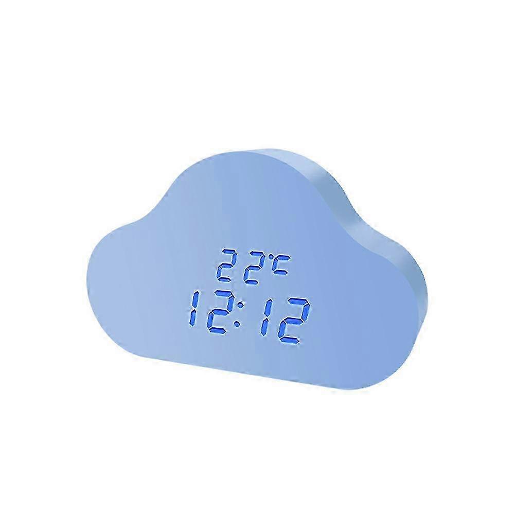 Alarm Clock Cloud Clock Bedside Snooze LED Voice Digital USB Clock B