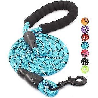 5 ft sterke hondenriem met comfortabel gewatteerd handvat en zeer reflecterende draden voor kleine middelgrote en grote honden- blauw