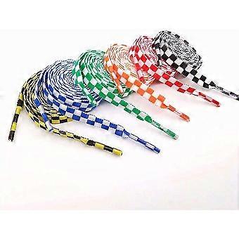 Fashion Sneaker Shoe Laces Colors Checkered Grid Flat Printing Shoelaces