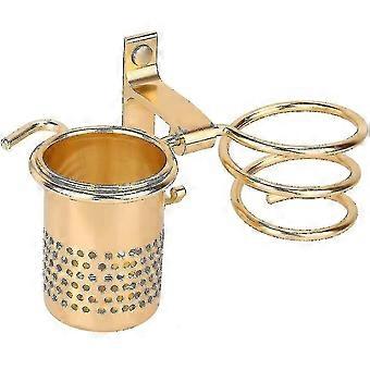 Jj Hair Dryer And Straightener Holder. Bathroom Accessory Hair Dryer Holder Wall Mount Multipurpose Organizer Rack(gold)
