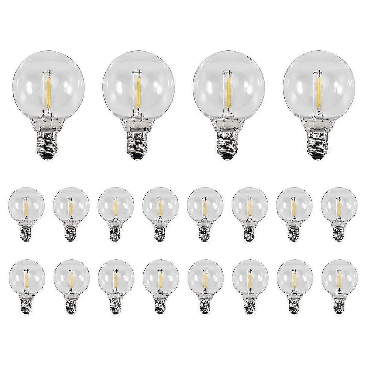 Shatterproof E12 LED Globe Bulbs, 20 Pack G40 Replacement Lights compatible withSolar String Decorative Lighting Solutions