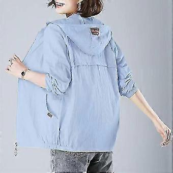 Women Jacket Thin Coat Casual Long Sleeve Hooded Jacket Female Windbreaker Sunscreen Jacket Outwear-Good