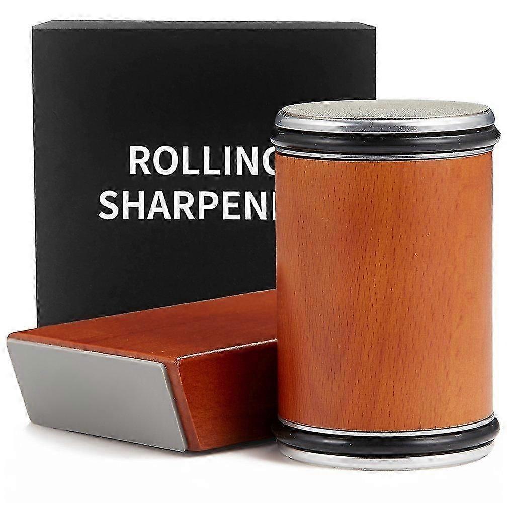 Beech+Metal Rolling Knife Sharpener Sharpening Tool for Knives and Scissors-