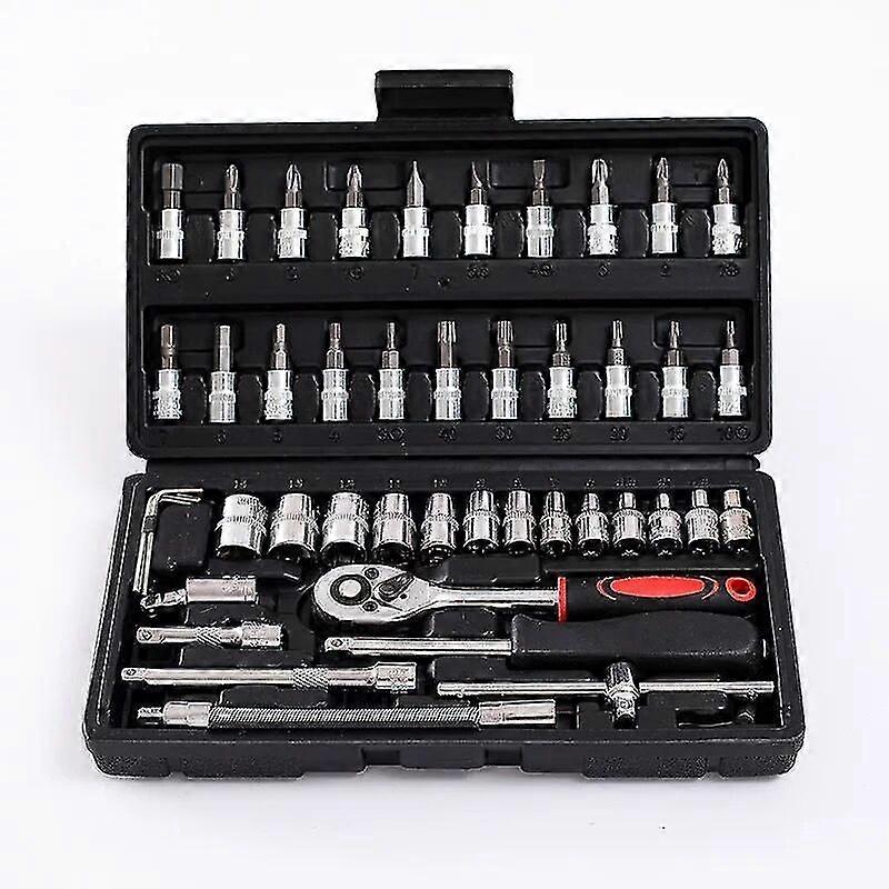46 Pieces Ratchet Socket Wrench Set Quick Release Socket Driver Combo Hands Repair Tool
