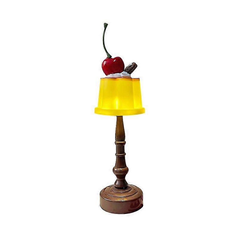 Cute Yellow Pudding Mini Table Lamp Battery-Powered Night Light