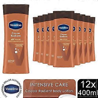 Vaseline Body Lotion Cocoa Radiant Intensive Care Dry Skin 400ml, 12 Pack