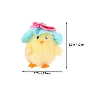 Chicken Ornament Cuddly Toy for Decor 1Pcs Easter Mini Craft Blue Hat