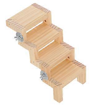 Bird Stand Wooden Ladder for Climbing Toy with 4Pcs Cage Accessories