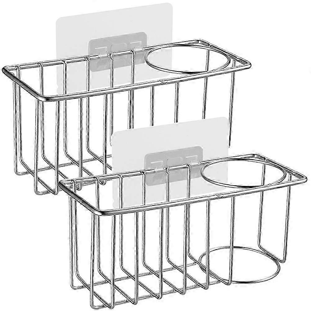 Kitchen Sponge Holder Multi-Function Stainless Steel Drain Rack Storage compatible with Sponges And Brushes 2Pcs