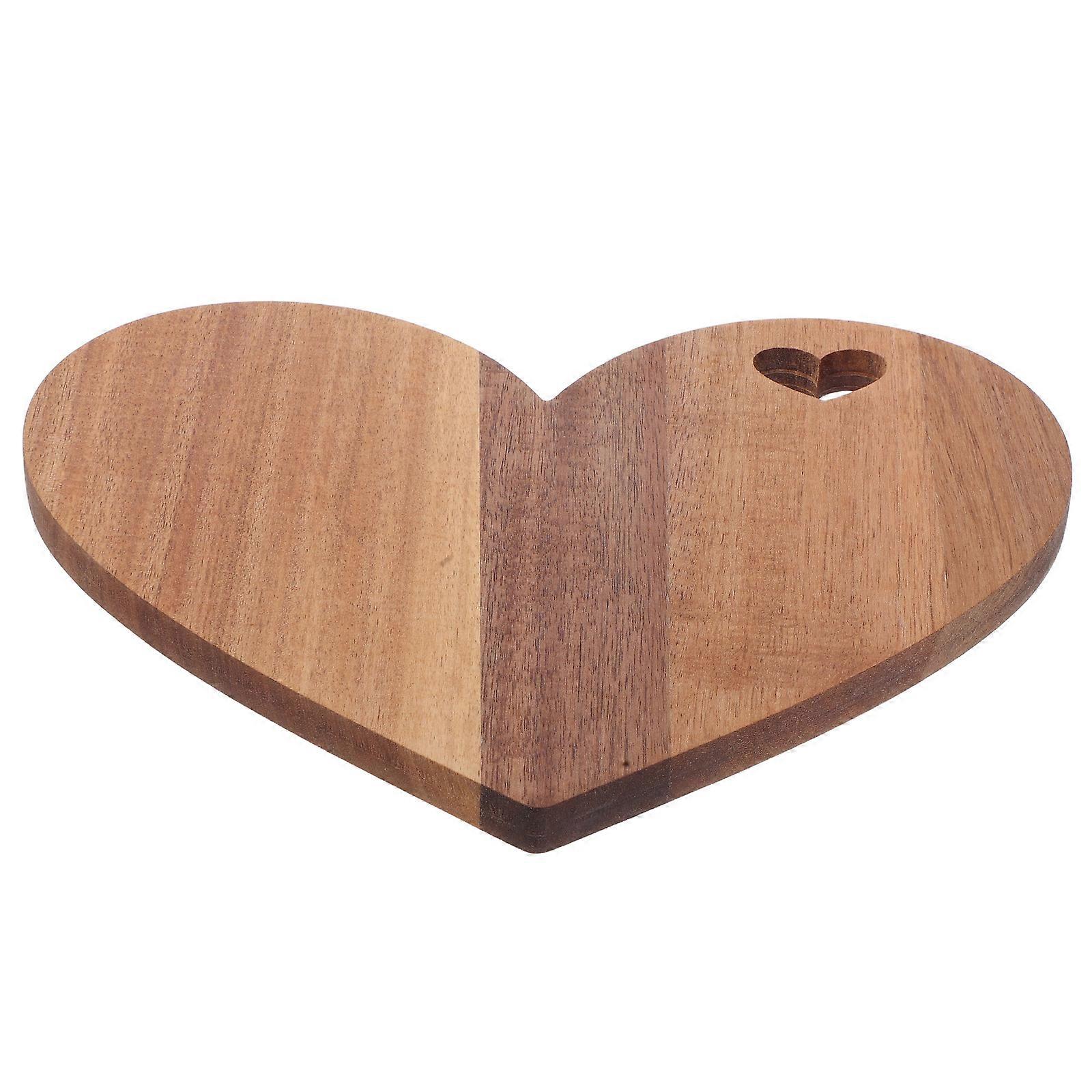 Tabla de cortar de madera con forma de corazón para servir, multicolor.