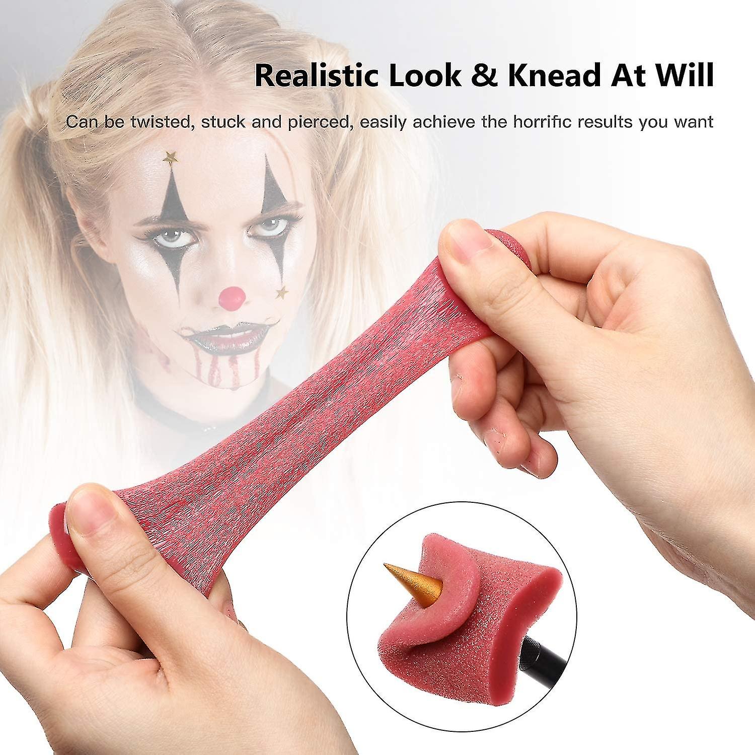 2 Pieces Realistic Fake Tongue Stretchy Fake Tongue Tricks Artificial Tongue Prop Horrible