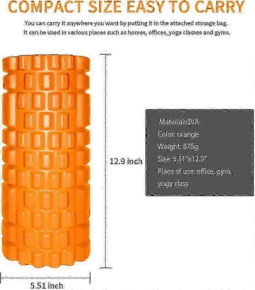 EVA Biodegradable Foam Massage Roller - Lightweight Durable Deep Tissue Exercise Roller