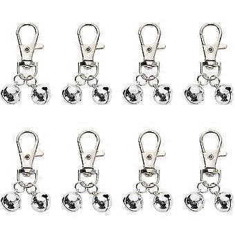 8 piezas de campanillas para collar de perro, campanillas pequeñas y ruidosas para collar de gato, campanillas para collar de entrenamiento de cachorros, colgantes plateados para collar de mascota, accesorios navideños Jingle B