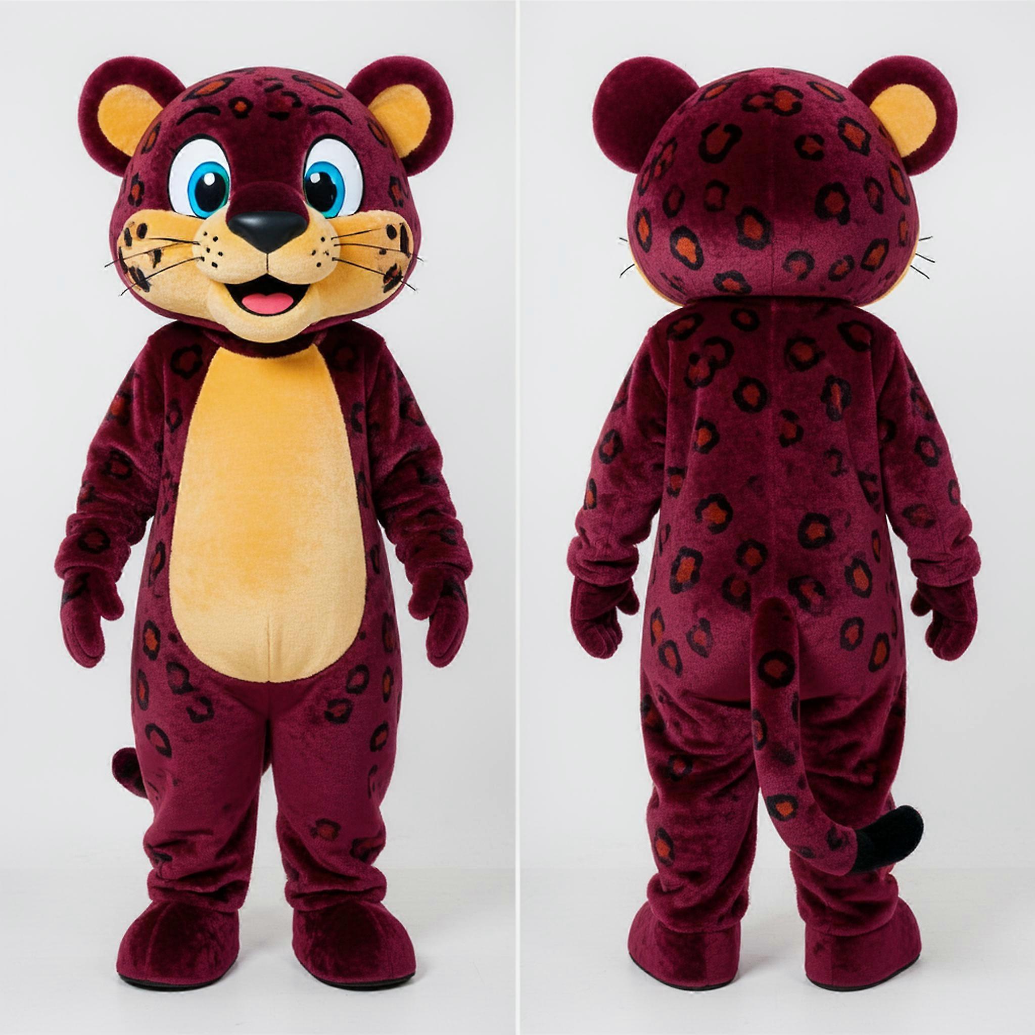 MASTICOT Maroon Spotted Leopard Mascot