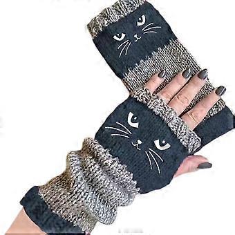 Women's Warm Wool Half-Finger Mittens with Touchscreen Function for Casual Wear