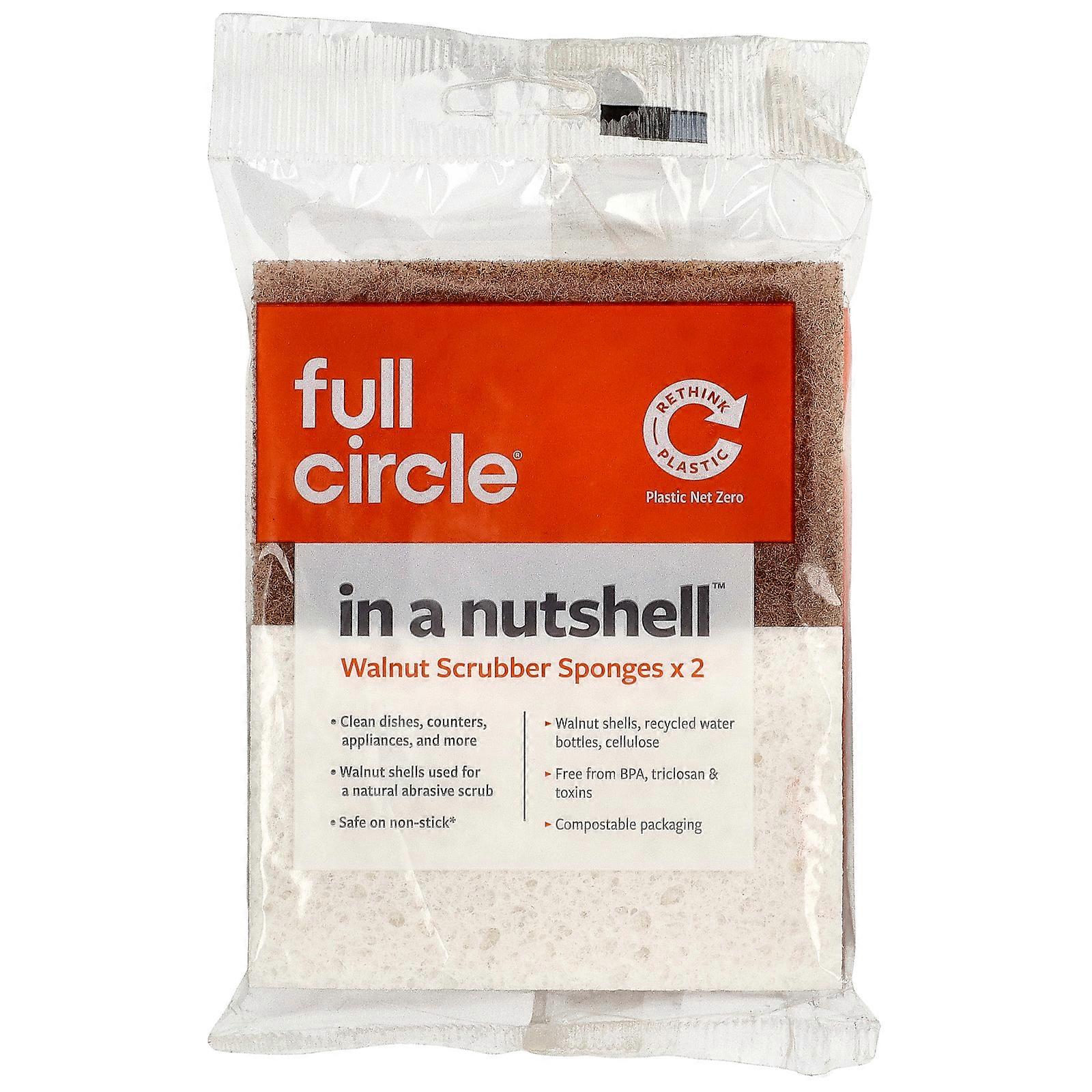 6 x Full Circle, In a Nutshell™, Walnut Scrubber Sponges, 2 Count