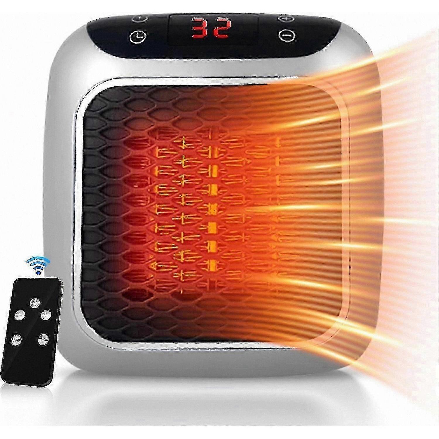 Remote Control Ceramic Heater, 12H Timer, LED Display, Dual Heating Modes, White