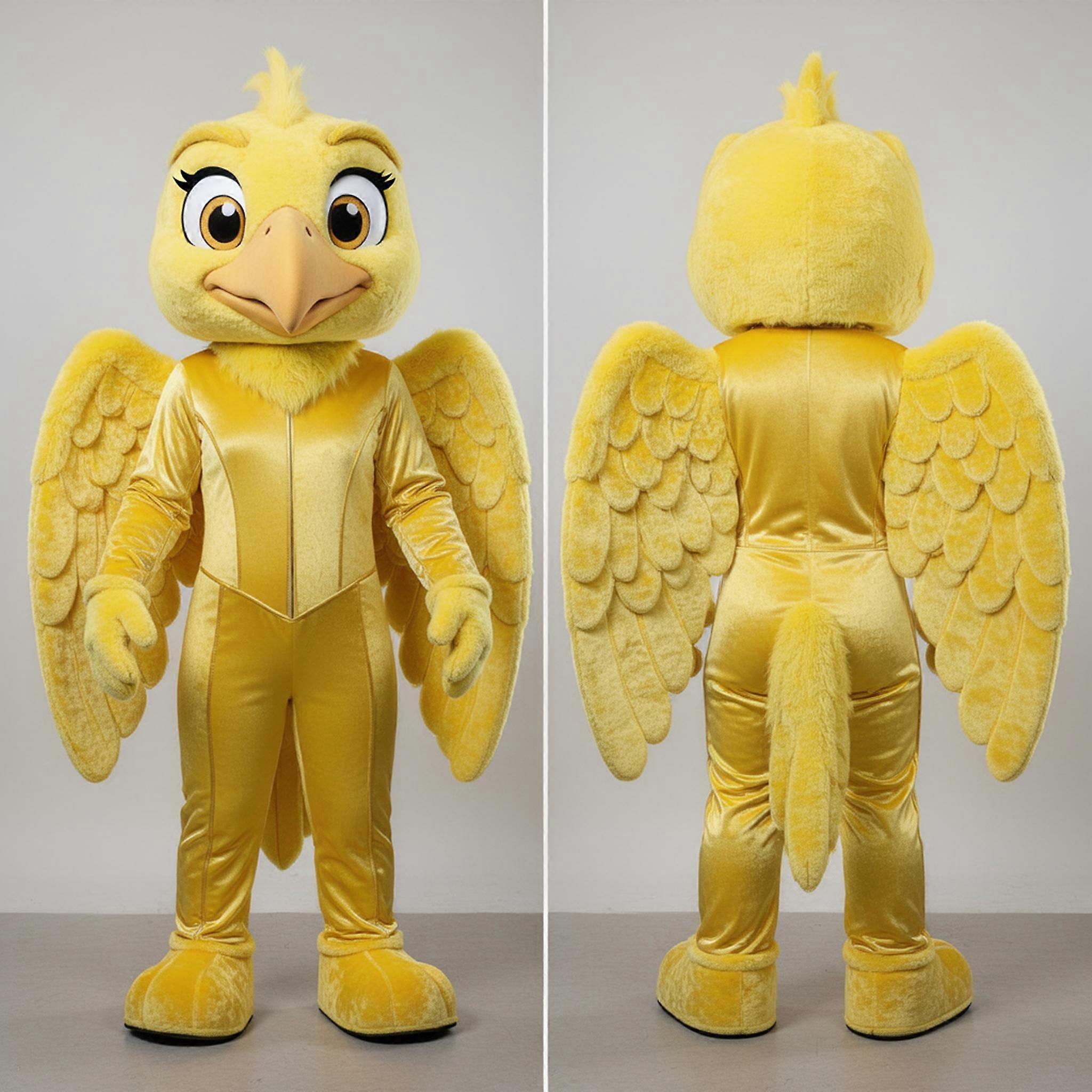 MASTICOT Lemon Yellow Feathered Harpy Mascot