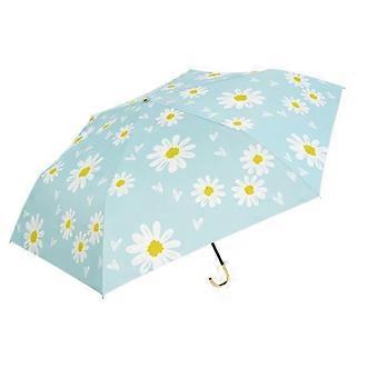 Travel Umbrella with UV Protection Canopy, Wind Resistant Compact Folding Design, Blue Flower Pattern