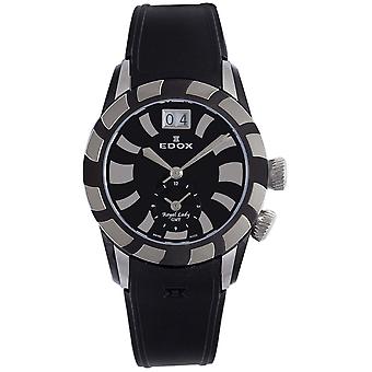 Edox Royal Lady GMT Swiss Quartz analoge vrouw horloge met 62005-357N-NIN rubber armband