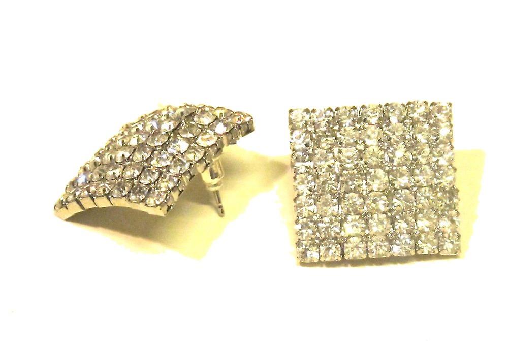 Square earrings - white stones 