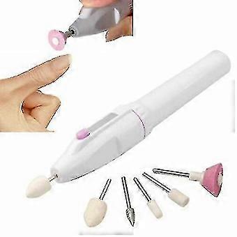 Electric Nail Drill File Portable Manicure Pedicure Machine Set, Battery Operated, Variable Speed, Quiet, Metal and Plastic, White
