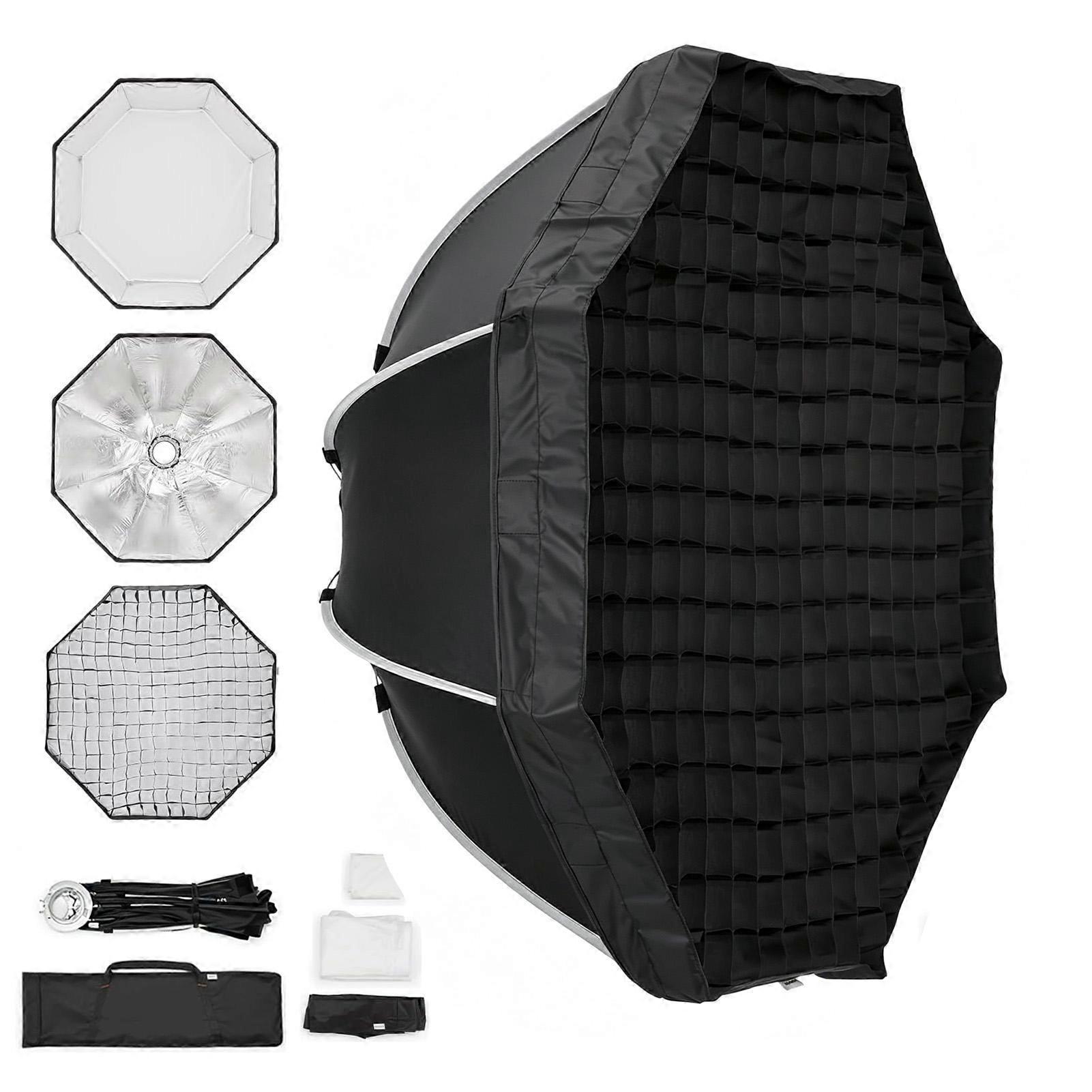 Octagonal Softbox with Bowens Mount 60cm Portable Foldable Quick Release Soft Box with Grid and Diffuser