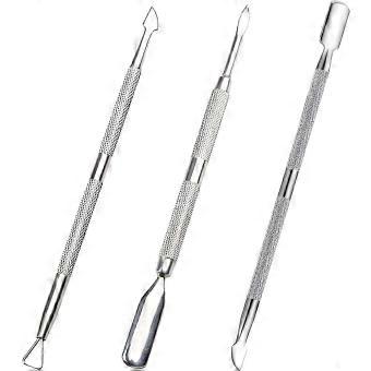 Professional Stainless Steel Cuticle Pusher, Double-Ended Nail Scraper Tool