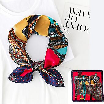 27.5 x 27.5 Women Square Silk Like Hair Scarf Head Sleeping Wrap Satin Headscarf, Red-2
