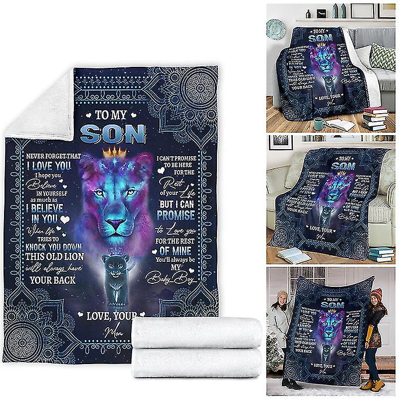Tier Thema Flanelldecke mit Briefen an meinen Sohn Ich liebe dich Sofa Teppich Geschenk für Sohn Junge @bugu