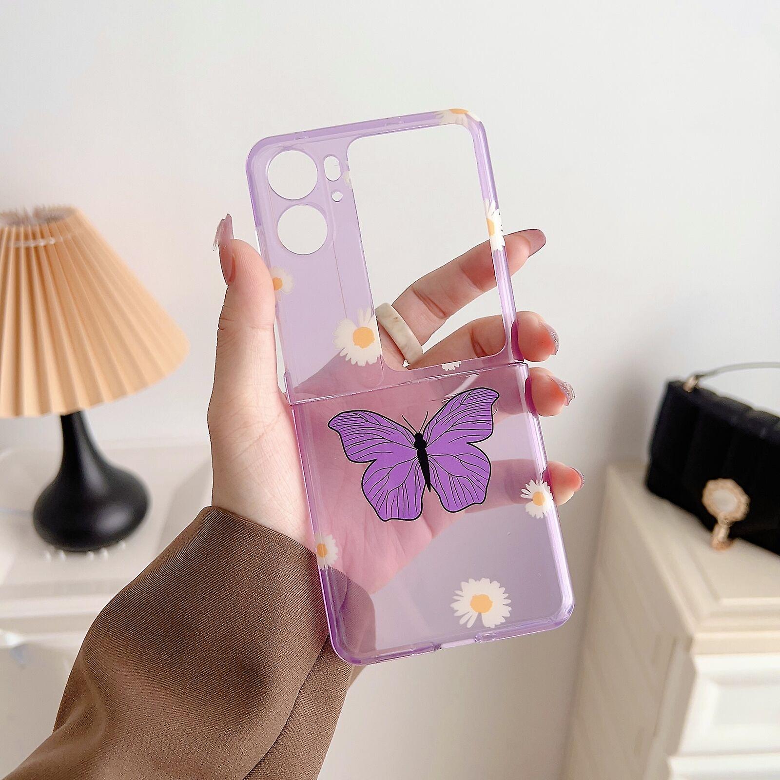 For Oppo Find N2 Flip 360 All Inclusive Purple Butterfly Shockproof Case Cover