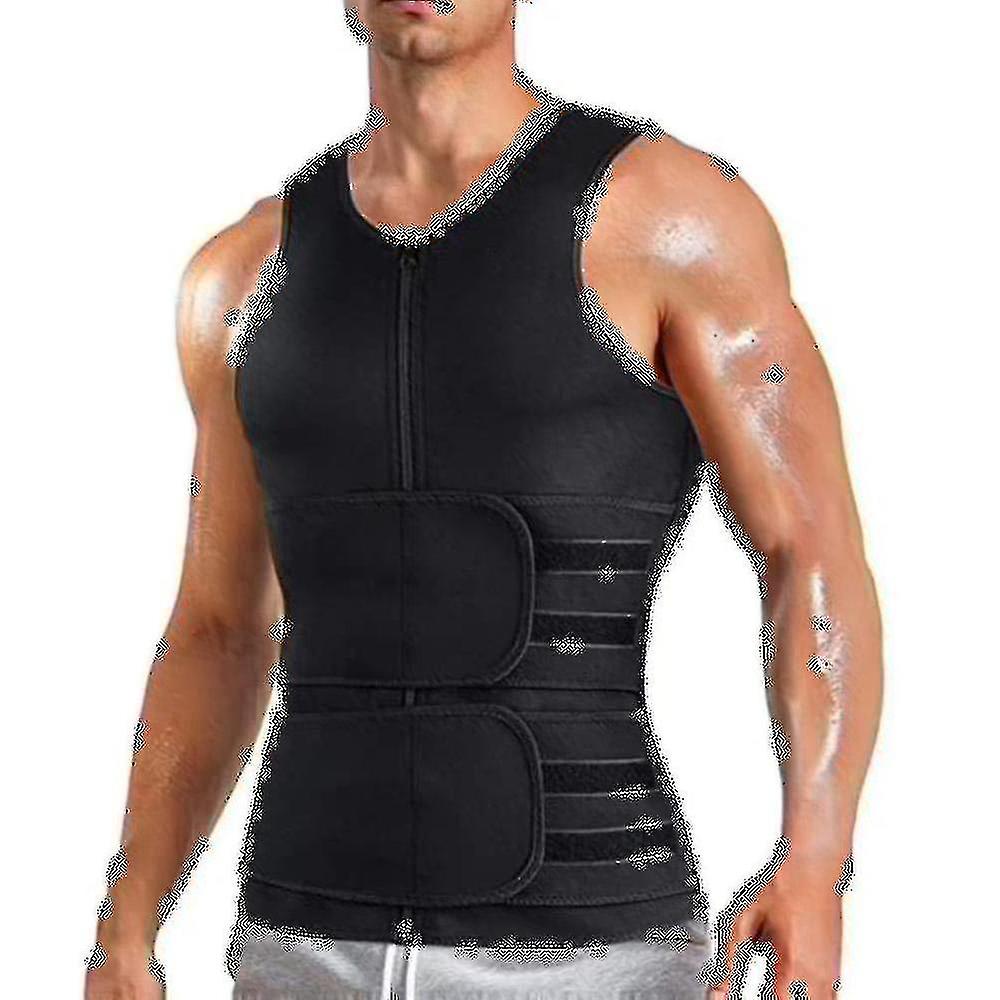Mens Sauna Suit Waist Trimmers Belt Slimming Sweat Vest Waist