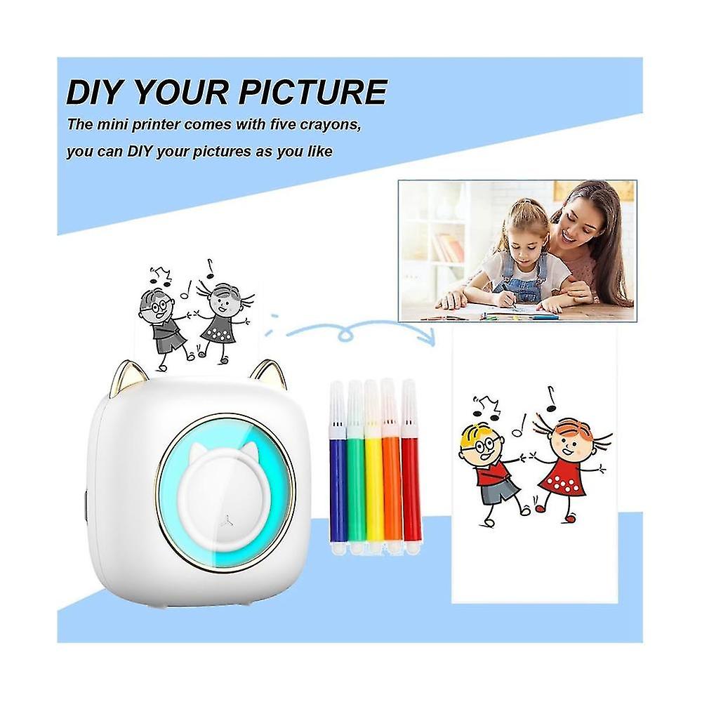 Mini Thermal Label Printer Smart Portable Photo Printer Wrong Question Printer With Thermal Paper+c