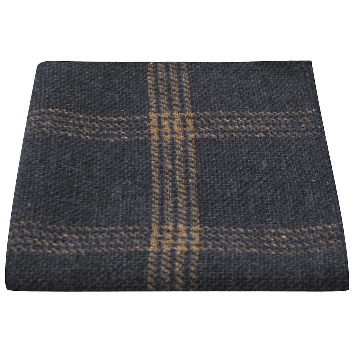 Denim Blue &amp; Orange Birdseye Check Pocket Square