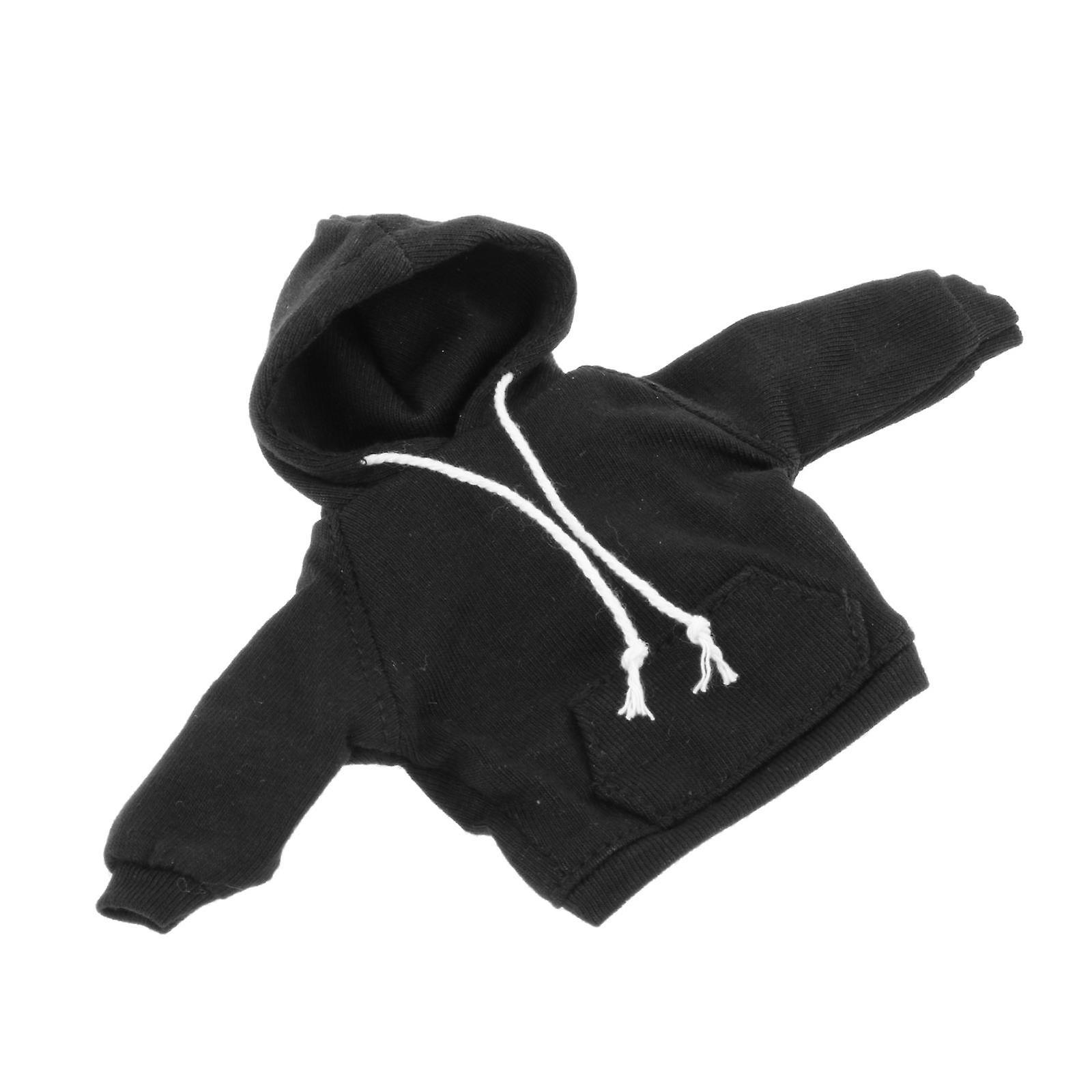 Roupas de bonecas masculinas em miniatura em escala 1/12 para figuras de 6 polegadas com capuz preto