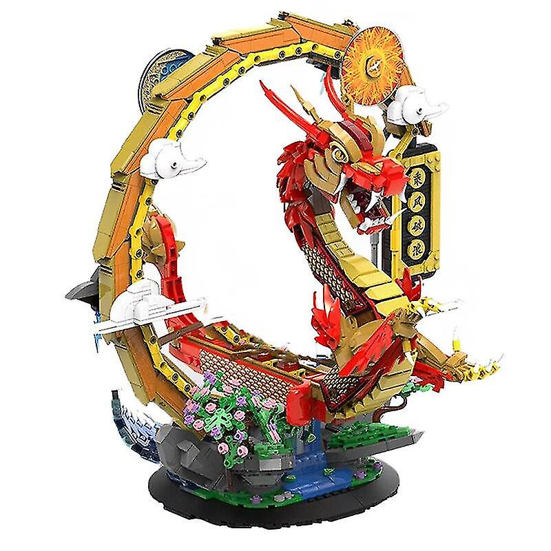 Chinese Dragon Boat Model Building Blocks Creative Ship Figures Bricks Educational