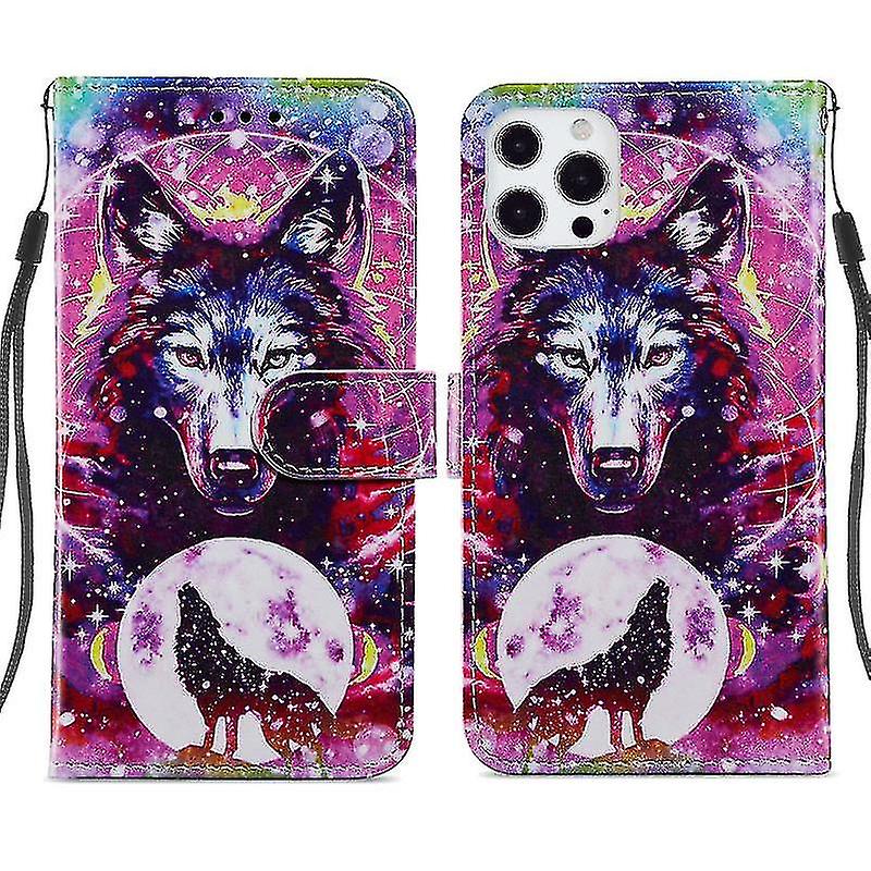 For Iphone 13 Pro Max Painted Pattern Horizontal Flip Leather Case With Holder & Card Slots & Photo Frame