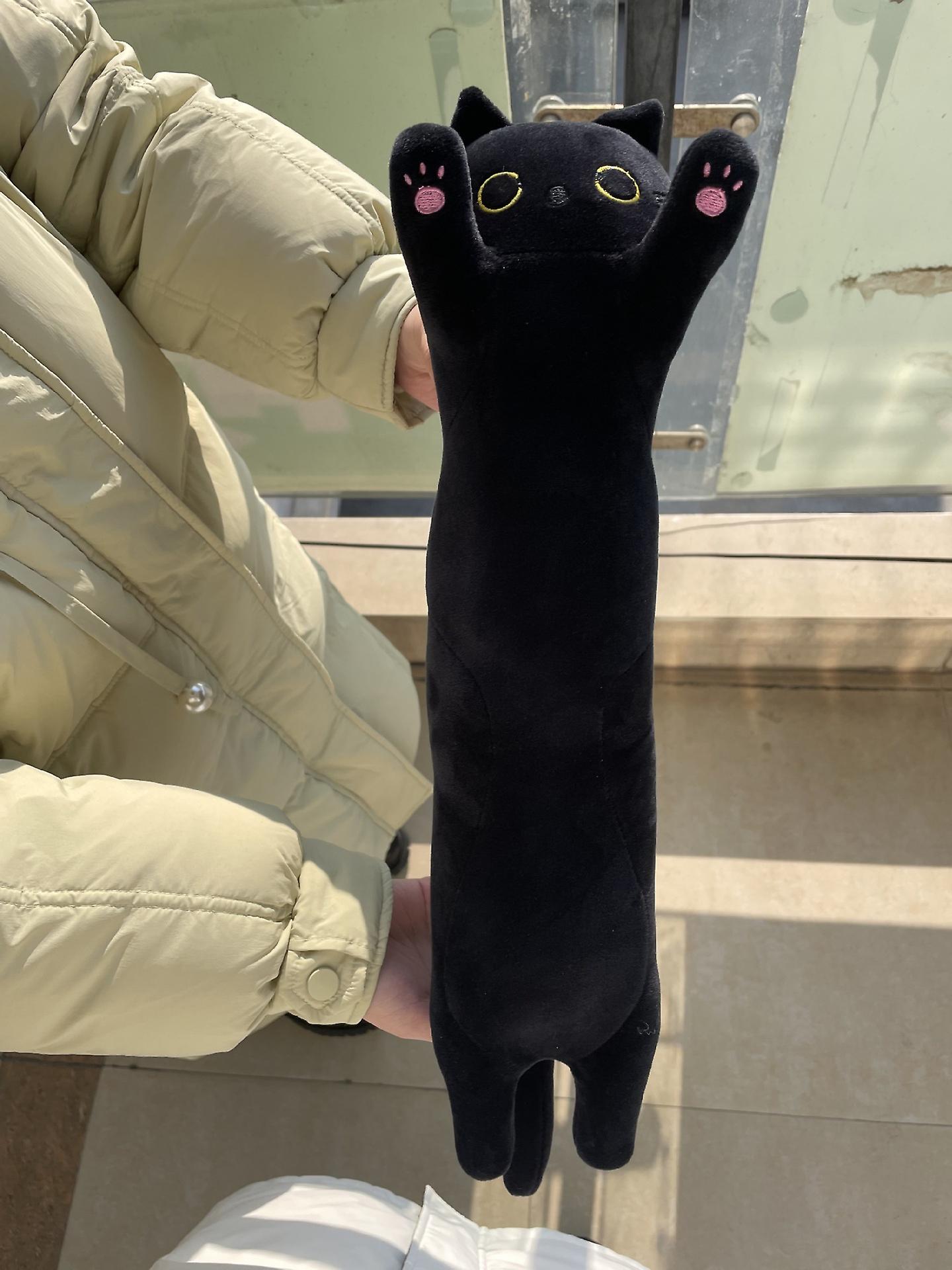 Long Cat Plush Body Pillow 50cm Black Soft Comfortable Cat Pillow For Birthday Children's Day Gift