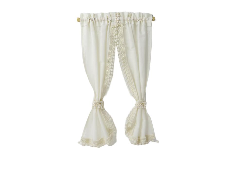 Dolls House Cream Curtains On Rail Miniature 1:12 Scale Window Accessory