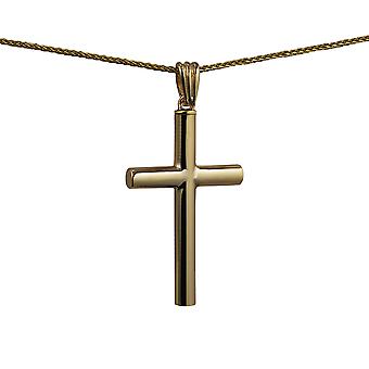 9ct Gold 40x25x4mm handmade plain Memorial Cross with a...