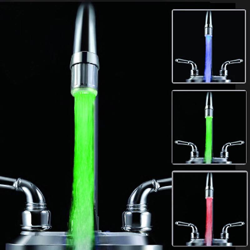 3 Colors Changing LED Faucet, LED Light Changing Glow Temperature Sensor Shower Stream Water Faucet Tap for Kitchen