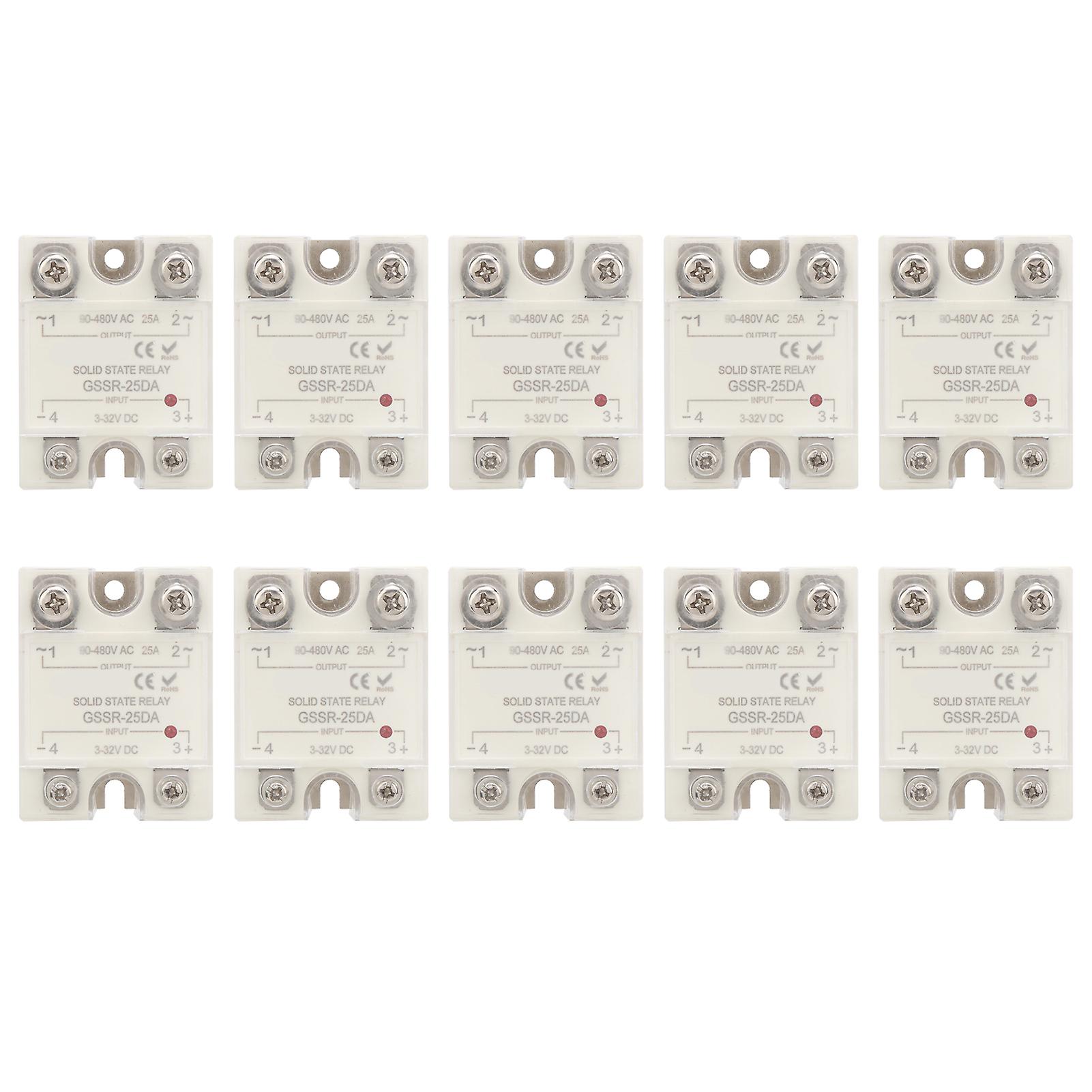 10Pcs Solid State Relay DC Control AC SSR for Automatic Control Applications GSSR-25DA 25A